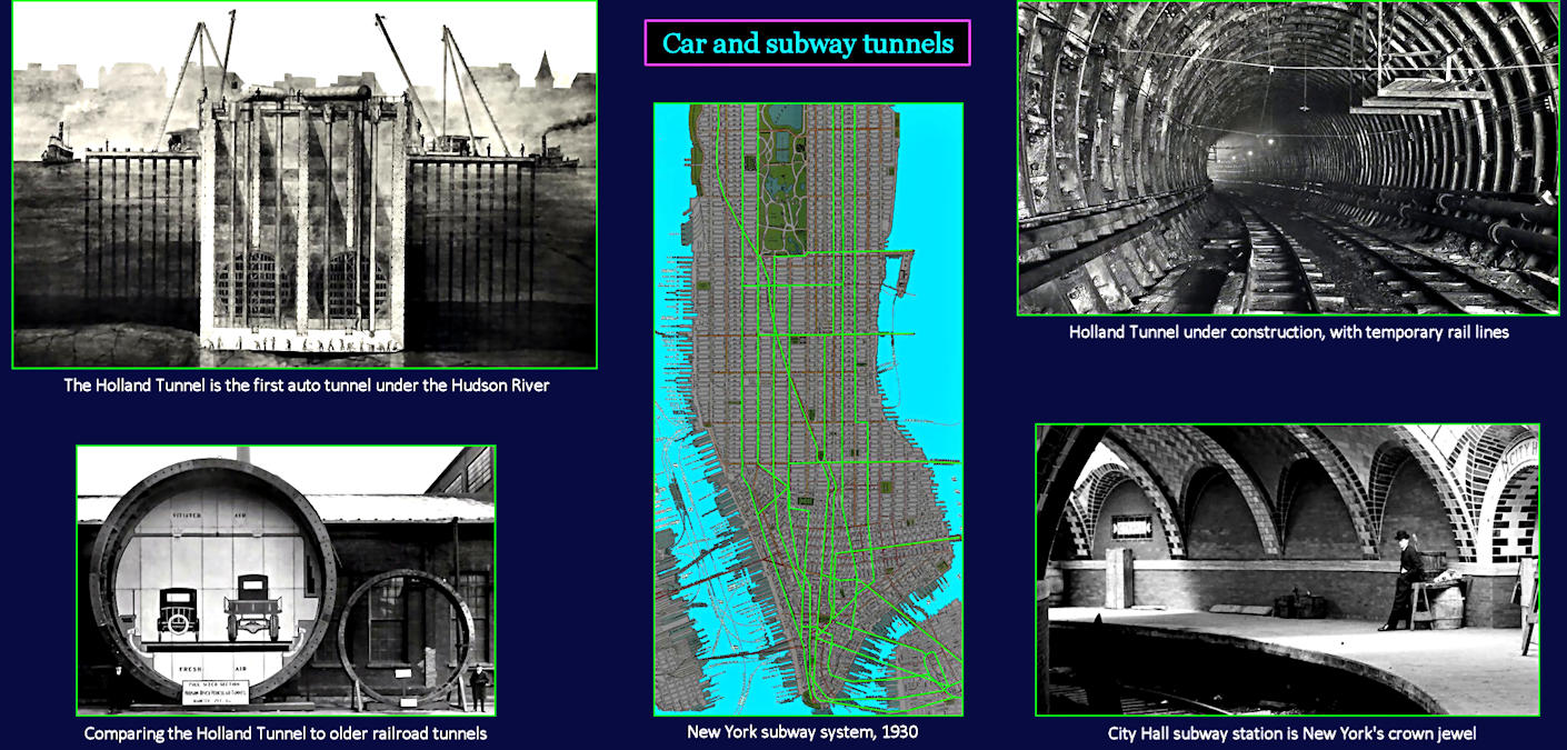 New York Subways and car tunnels, 1930 map